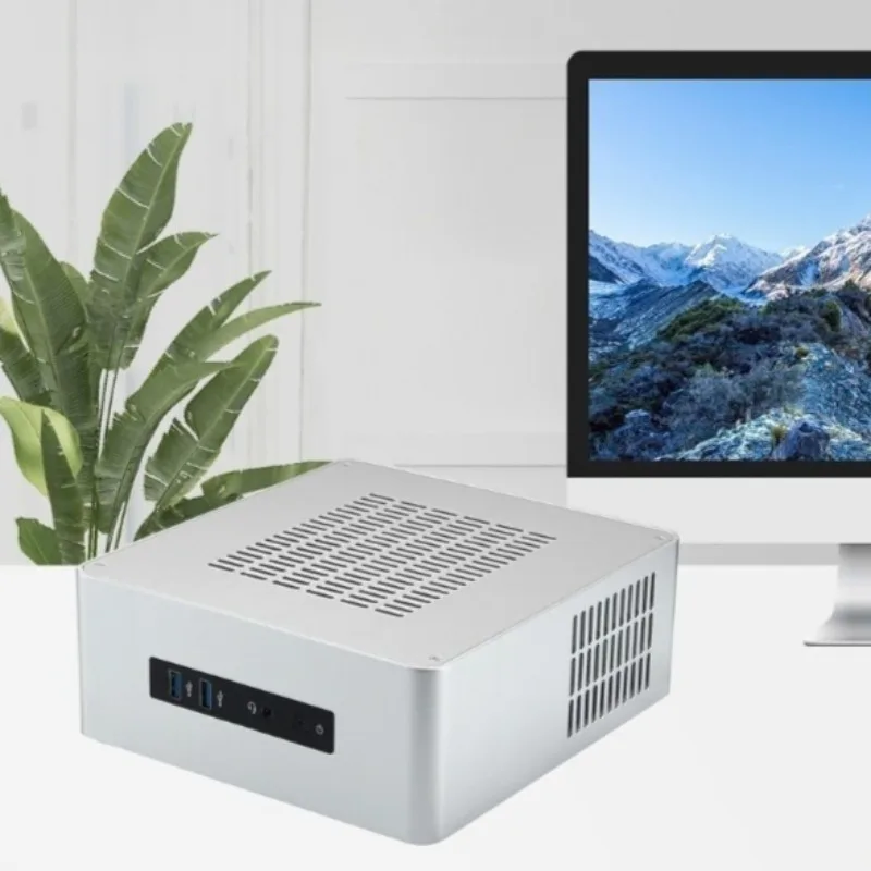 Aluminum Mini PC Case TA80 – ITX 17x17cm, Slim 80mm, Wall/Desk/Vertical, 60mm CPU Cooler, 1.1kg, USB 3.0