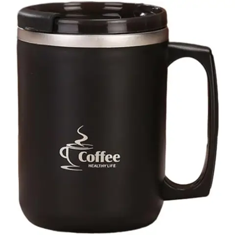 480ml Simple mug with lid and handle 16.9oz stainless steel coffee cup office tea cup home drinking cup insulated tumbler