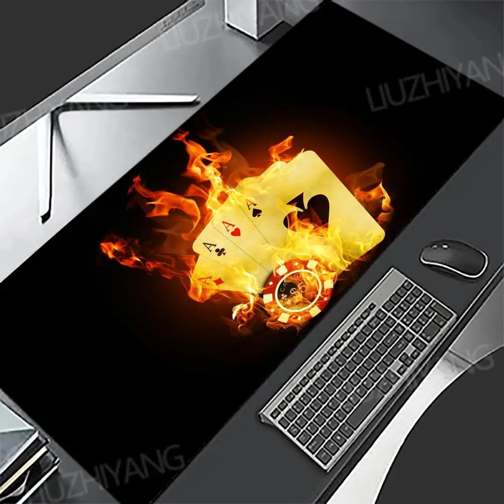 Flame Poker Cards Mouse Pad XXL Gaming MousePad New Large Gamer Mause Carpet PC Desk Mat keyboard Computer Office Long Mousepad