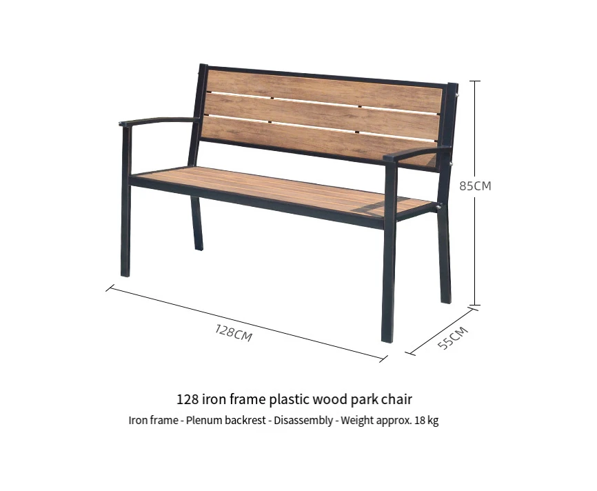 Outdoor Metal Slats Public Park Bench Seating Outside Street Bench Chair Out Door Garden Patio Slatted Steel Iron Seat Bench