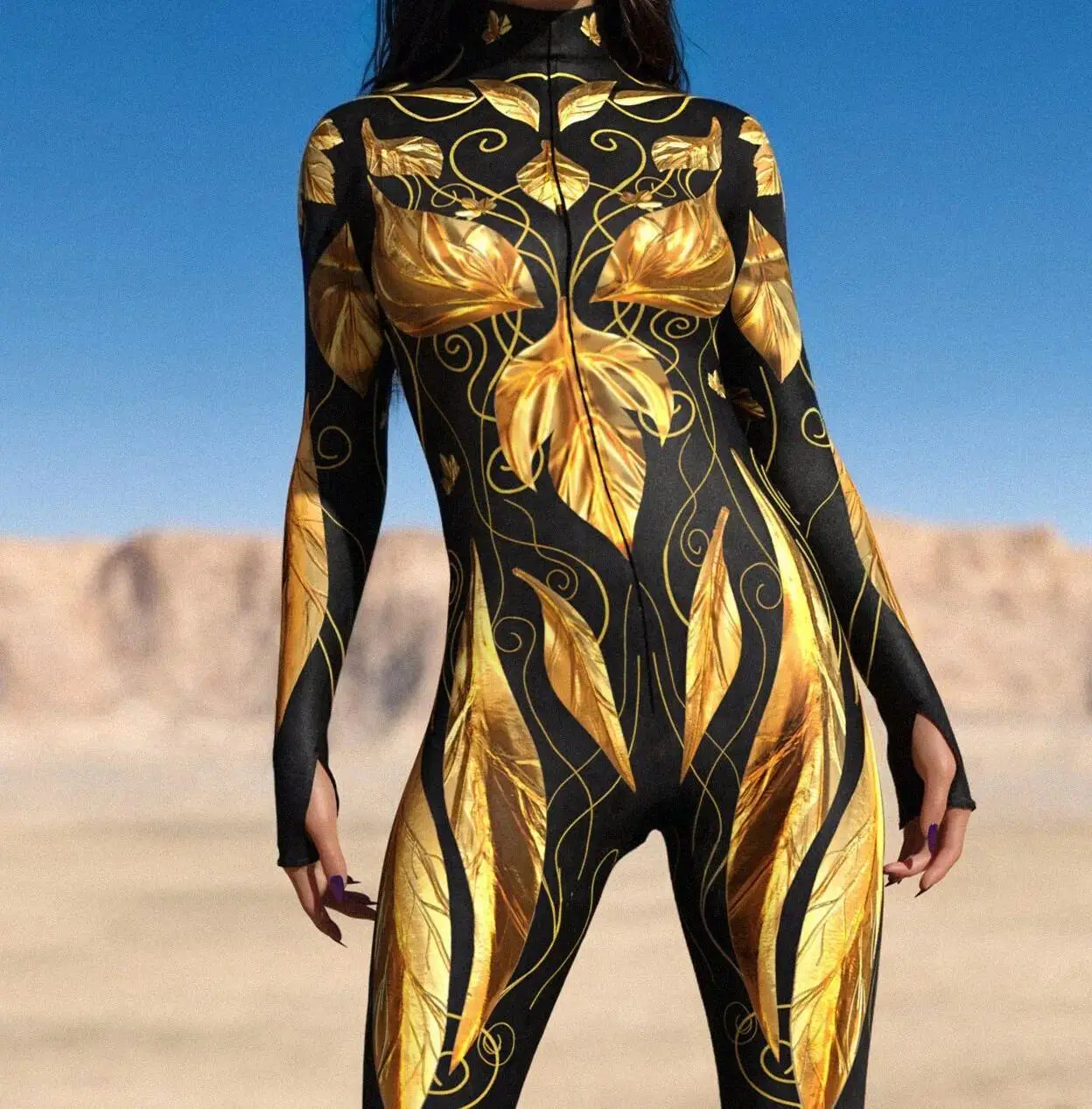 Halloween Bunter 3D-Druck Damen-Jumpsuit Erwachsener Sexy Rollenspiel-Bodysuit Party Bühnenauftritt Monos Catsuit Rave-Outfit – Detail 21