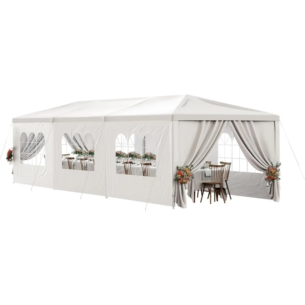 

10'x30 'outdoor canopy tent, terrace camping pavilion, gazebo, deli, party wedding tent, with 8 detachable side walls