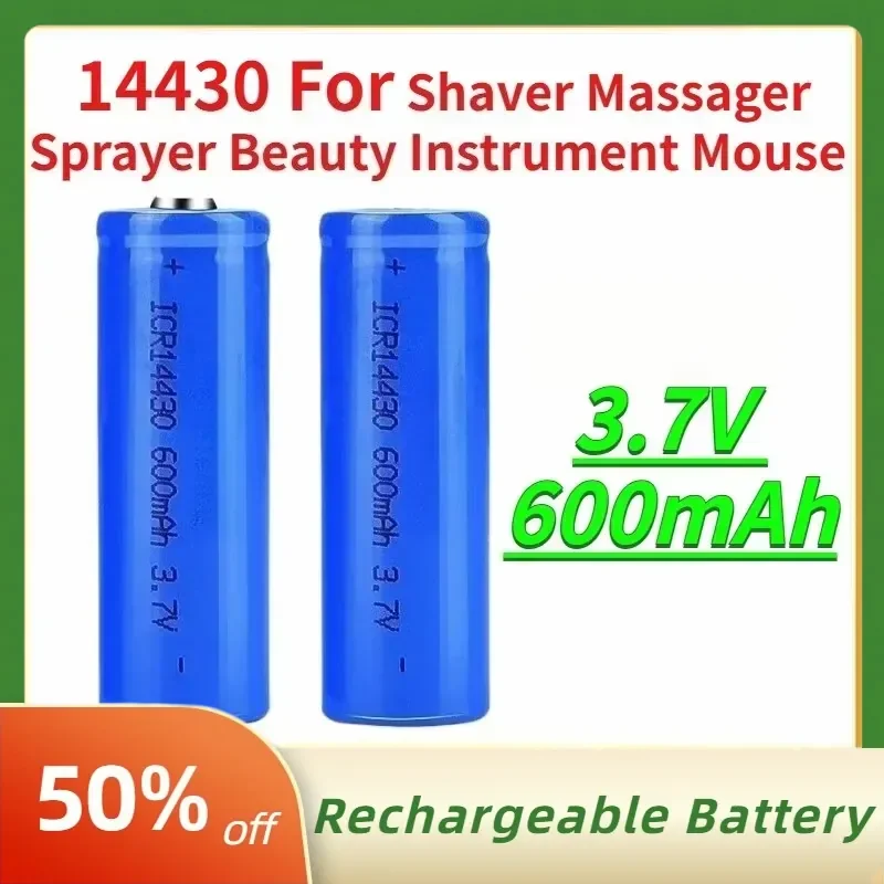3.7V 600mAh 14430 Rechargeable Li-ion Battery for Shaver Massager Sprayer Beauty Instrument Mouse Replaceable Batteries