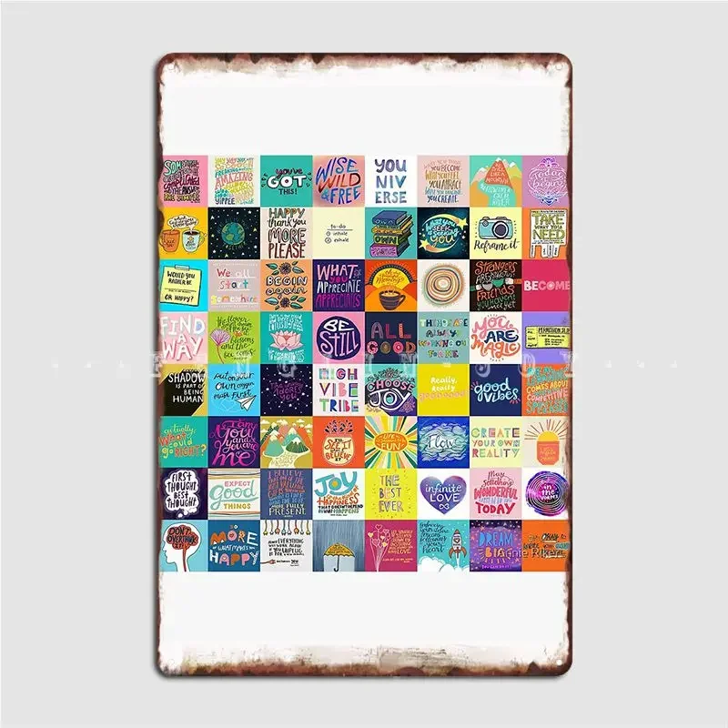 Positivity Patchwork Metal Sign Wall Cave Cave Pub Vintage Plaques Tin Sign Posters