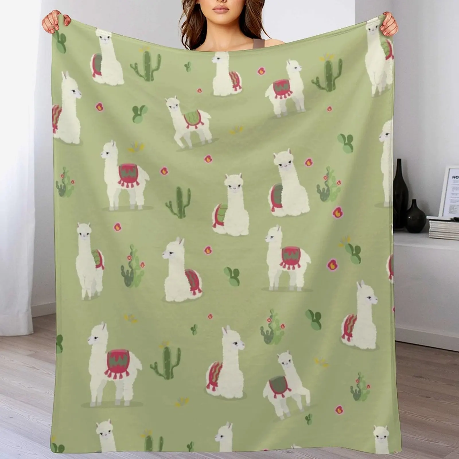 

Cute pattern for Alpaca Throw Blanket Soft Plush Blanket as Housewarming Gift