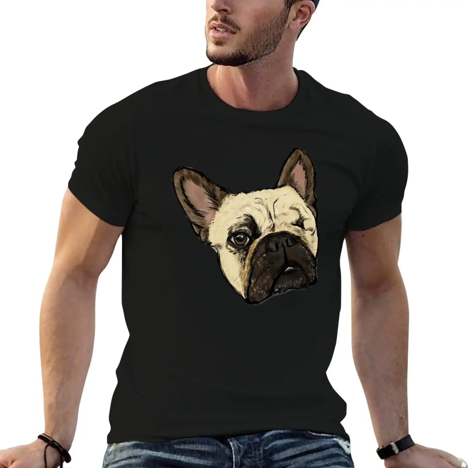 Heddy the Frenchie T-Shirt man t shirt cotton cotton tshirt 100% man t shirts for men T-shirt