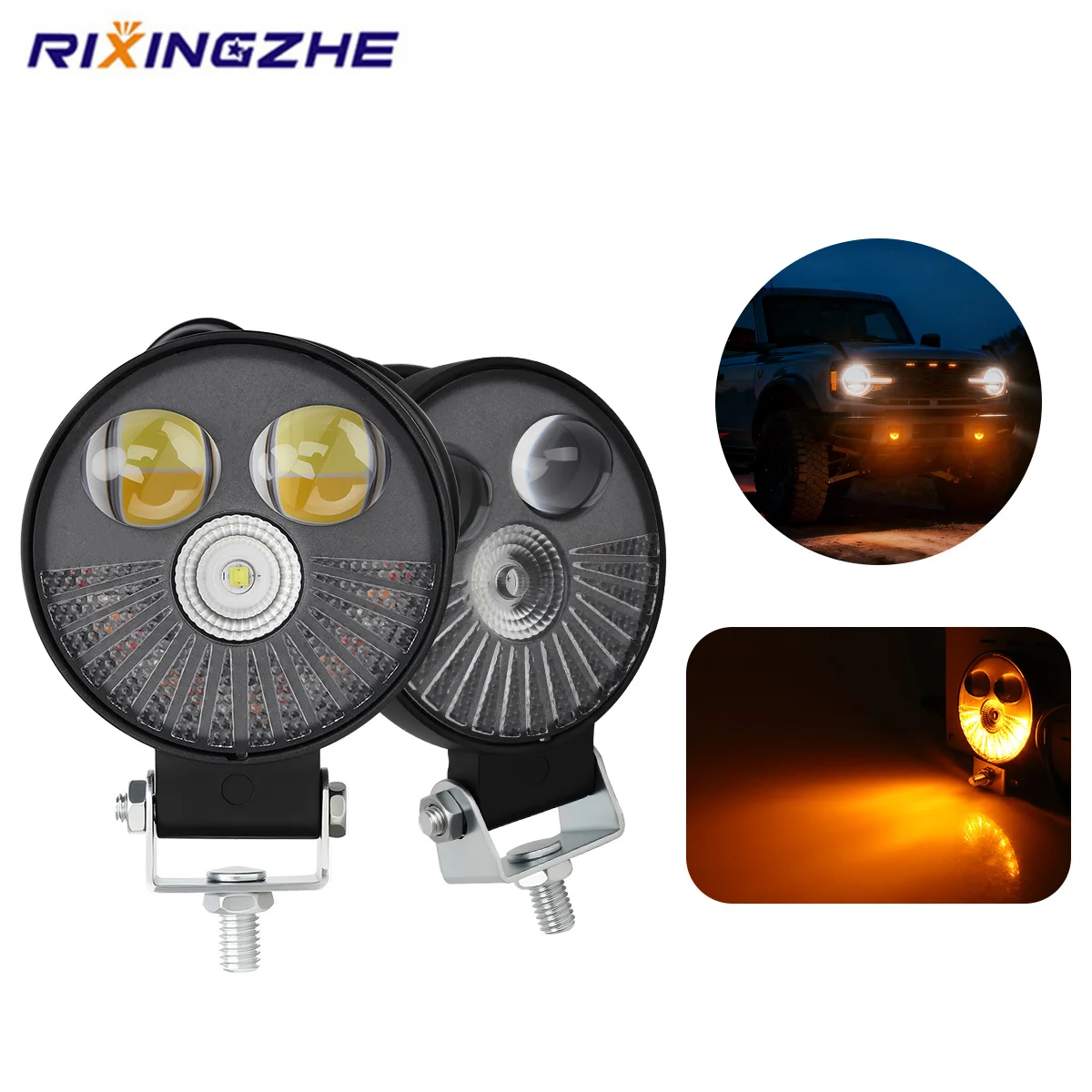 

1/2PCS 30W Car LED Work Light 12V 24V Auxiliary Headlight Spotlight Dual Color Fog Lamp for Vehicles Truck Off-road SUV ATV