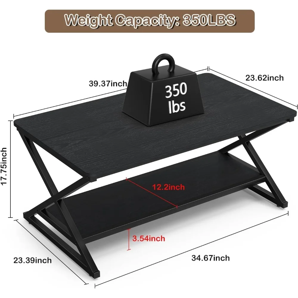طاولة قهوة مستديرة حديثة وبسيطة مع رف تخزين، طاولة مركزية لغرفة المعيشة مصنوعة من المعدن الخشبي على الطراز الصناعي #2