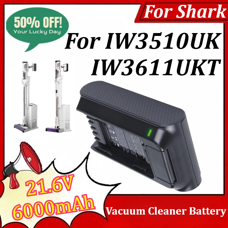 

21.6V 6000mAh Replacement Vacuum Cleaner Battery for Shark IW3510UK IW3611UKT Vacuum Cleaner