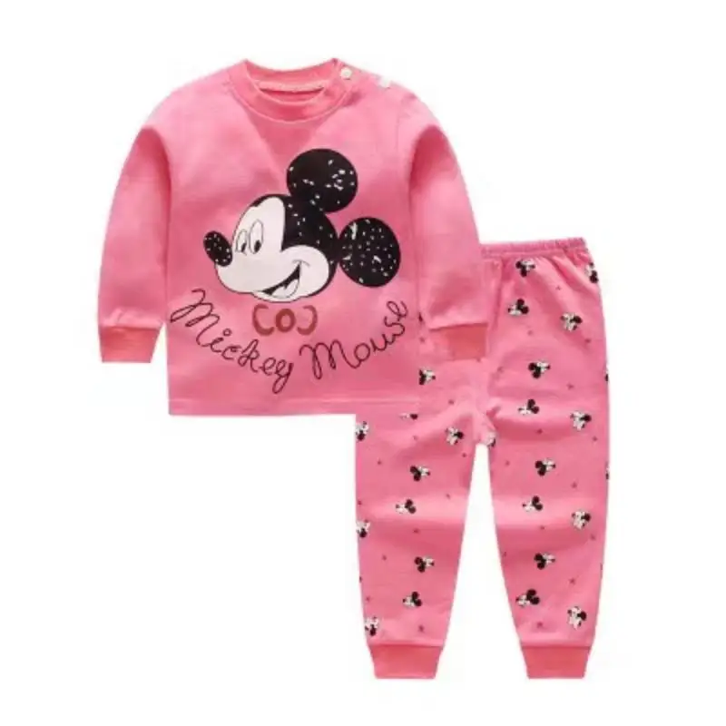 Traje de ropa interior de bebé de dibujos animados de Disney, ropa de otoño con estampado de Winnie Pooh, pijamas de manga larga para niños, 2 unid/set, trajes de algodón para niños