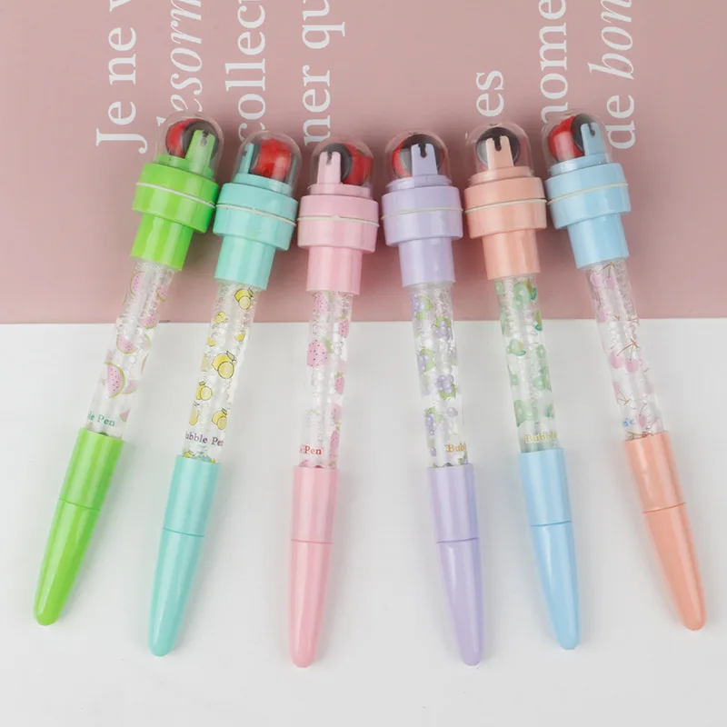 Multifunctional 4-in-1 Scroll Wheel Stamp Blow Bubble Glow Pen Creative Unisex Pen Magic Magic Pen office accessories  pens