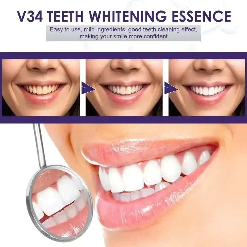 V34 dentifricio viola sbiancamento dei denti enzima rimuovi macchie di placca pulizia igiene orale strumenti sbiancanti dentali cura dell\'alito