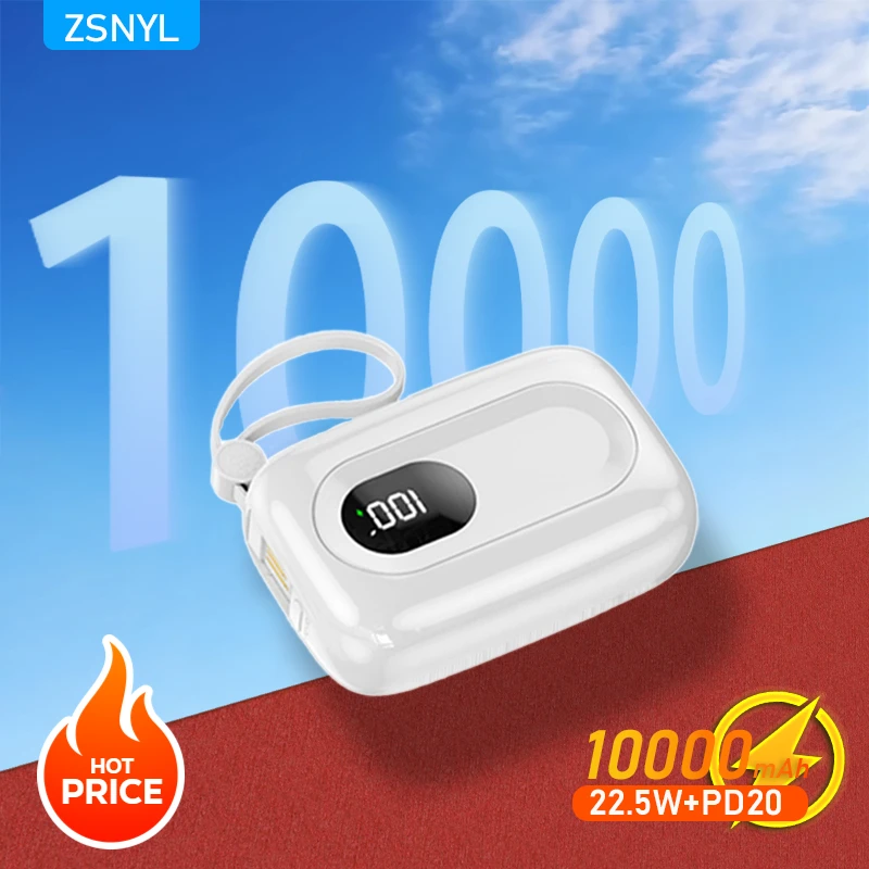 ZSNYL Power Bank 10000mAh PD20W External Large Battery Capacity 22.5W Fast Charging Portable Charger for IPhone Samsung Xiaomi