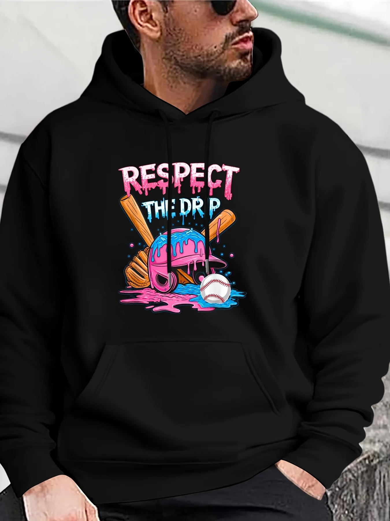 Respect The Drip Baseball Drip Ice Cream Drip Youth Novelty Aesthetic Graphic Hoodie Cute Hoodie Trending for Men