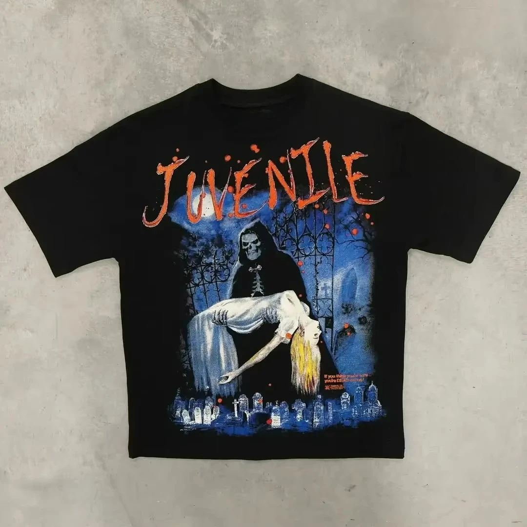 

Unisex Short Sleeves American Hip Hop Fashion Short Sleeve Trendy T-shirt Lovers Streetwear Harajuku High Street Trend Shirt