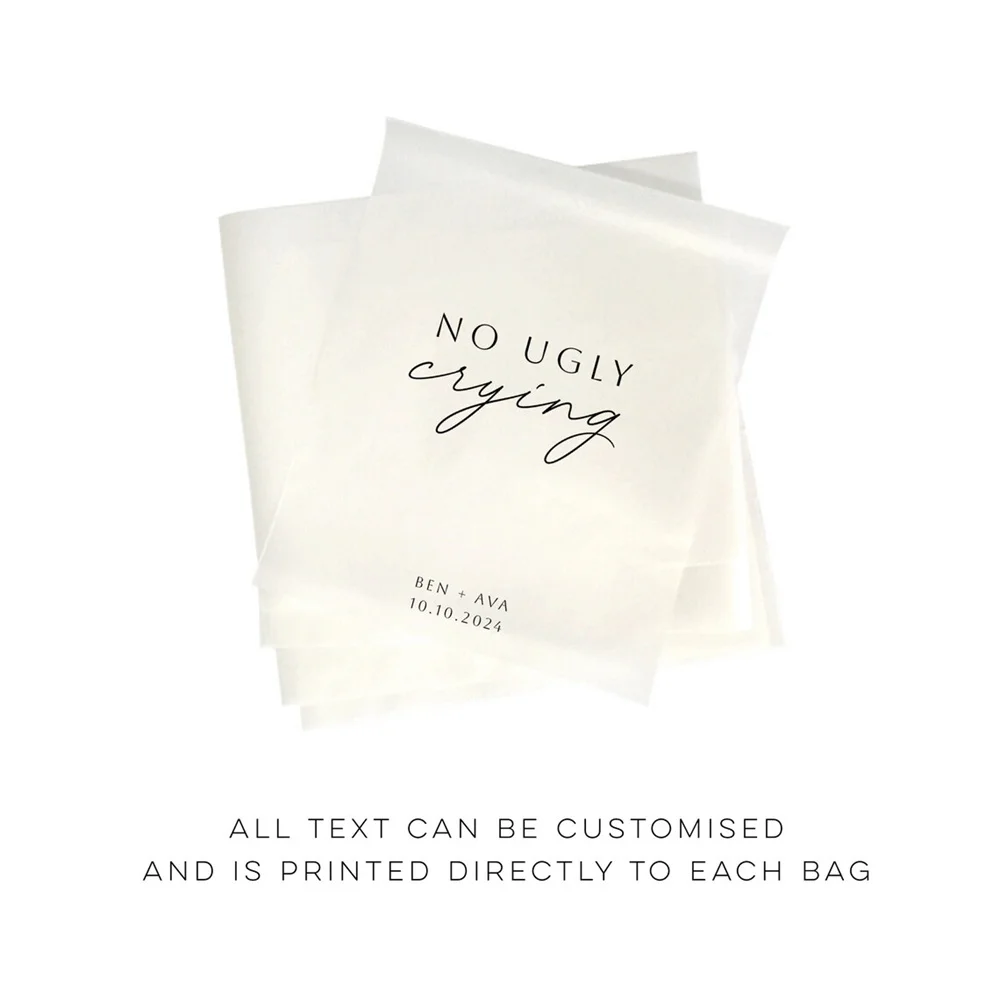 No Ugly crying Tissue Packets | Wedding Tissues | For your Happy tears | Wedding tissue packs | Wedding | Personalised tissue pa