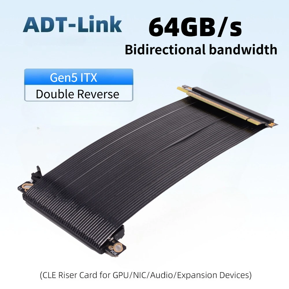 

Brand Gen5 PCIe 5.0 X16 Riser Cable [RTX5090 RTX4090] Silver-Plated Reverse Vertical GPU Video Gaming PCI Express for ITX Server