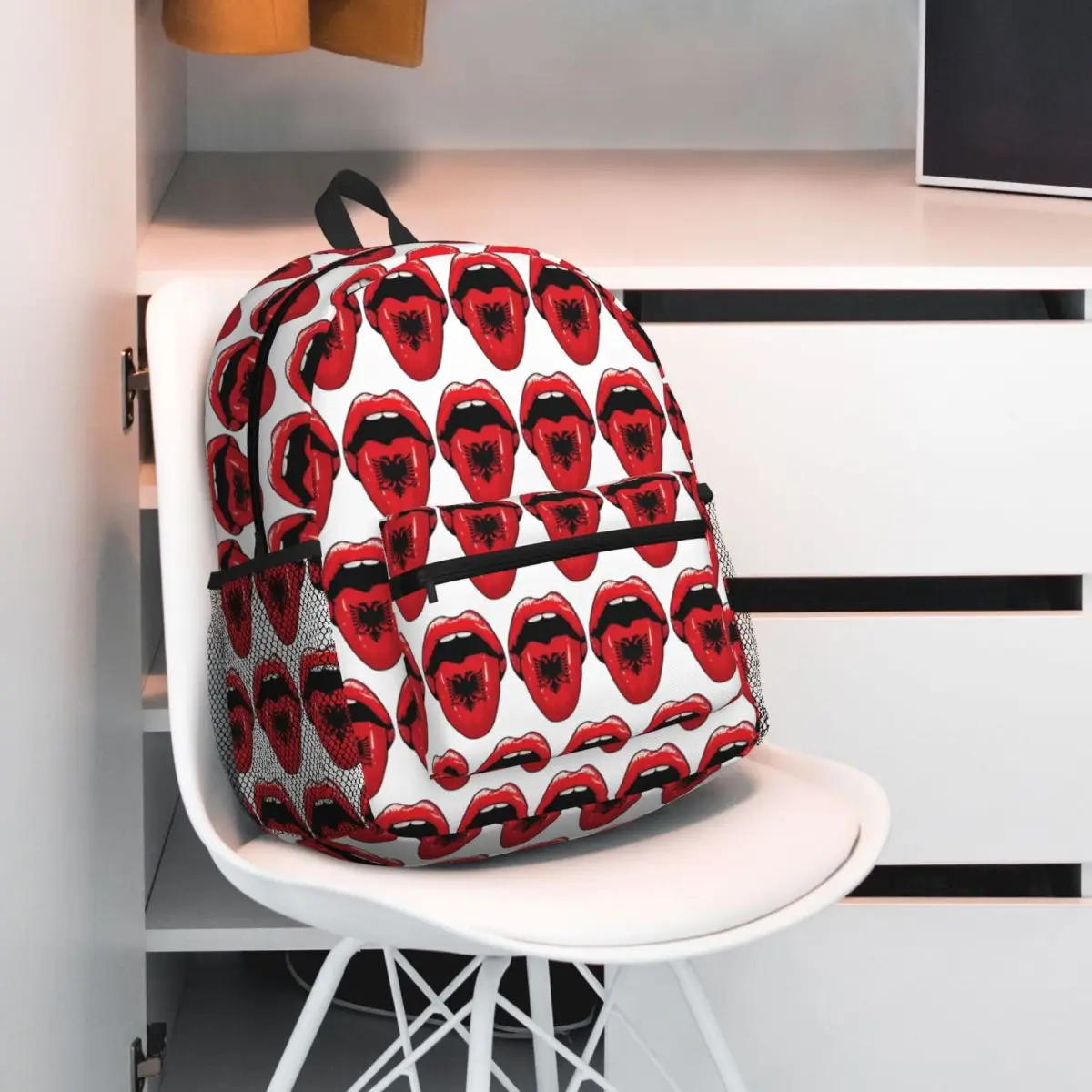 

Albania Tongue Flag Backpack Student BookBag Kids School Bag Computer Shoulder Bags for Men Women