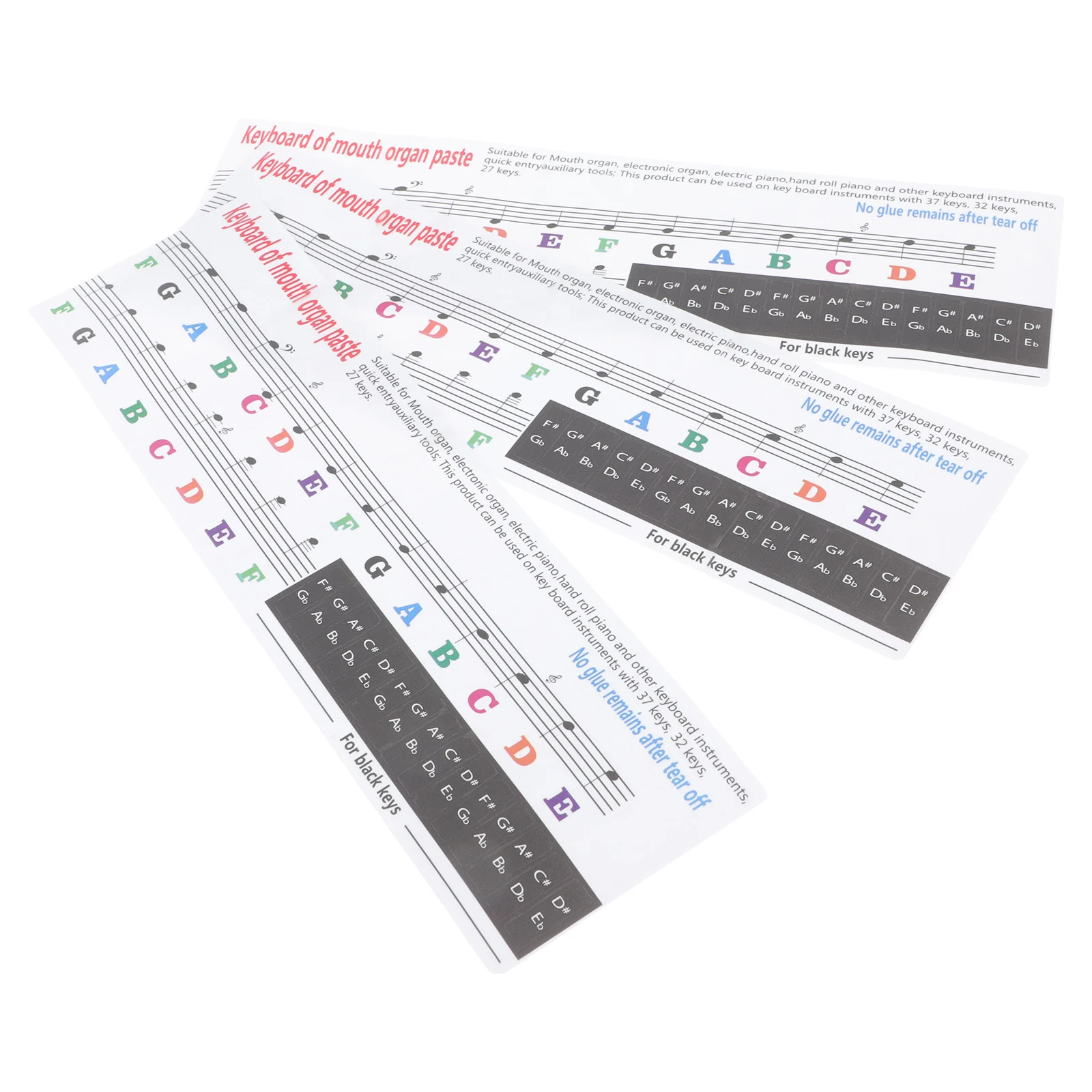 

3pcs Melodica Keyboard Stickers Kids Piano Note Harmonica Music Instrument Practice Aids Smooth Surface Reusable Scale Stickers