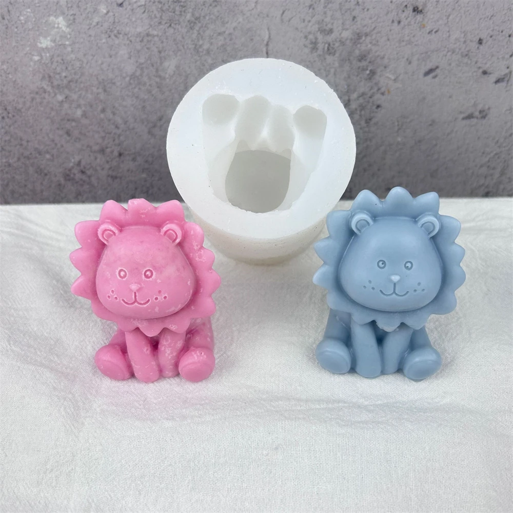 3D Cute Lion Silicone Mold Animal Fondant Cake Decorating Tools Chocolate Baking Mould Handmade Aromatherapy Gypsum Candle Mold