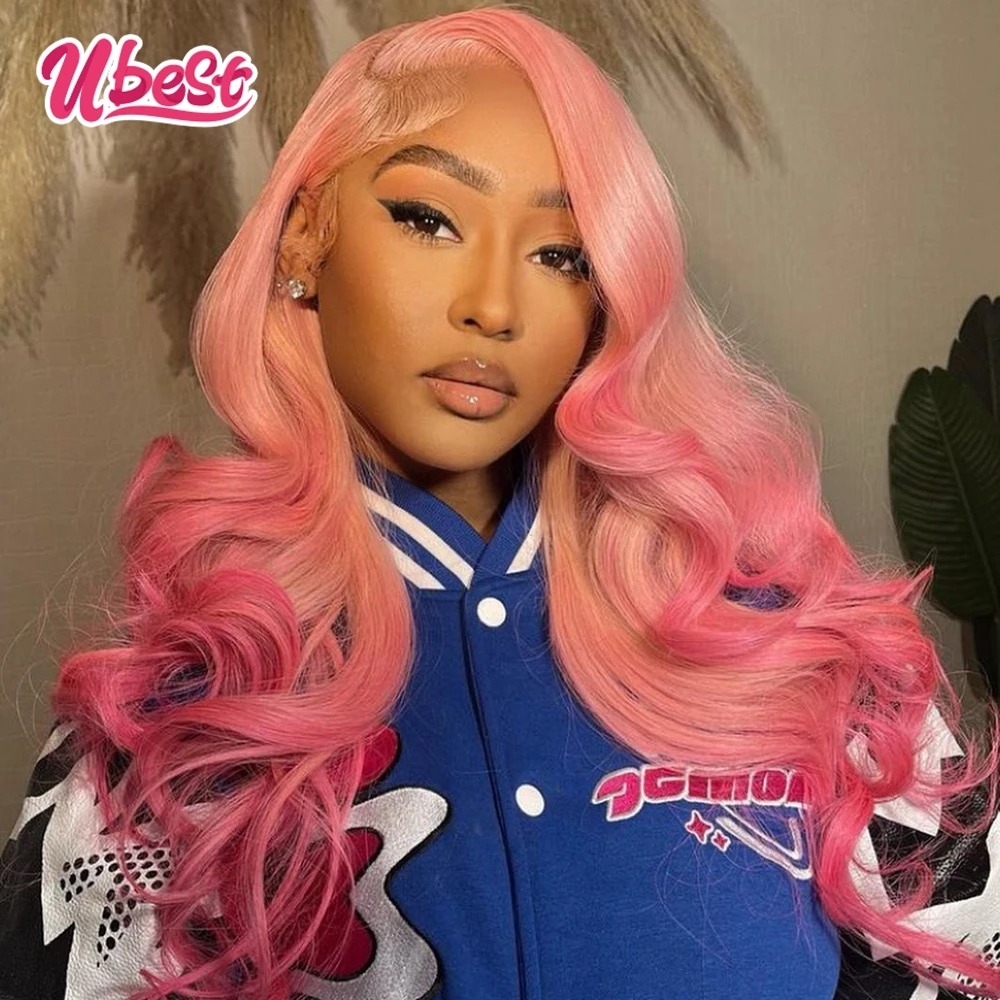 

13x6 Pink Omber Color Body Wave Lace Front Human Hair Wig 180% Brazilian Body Wave 13x4 Transparen Lace Frontal Wig For Women