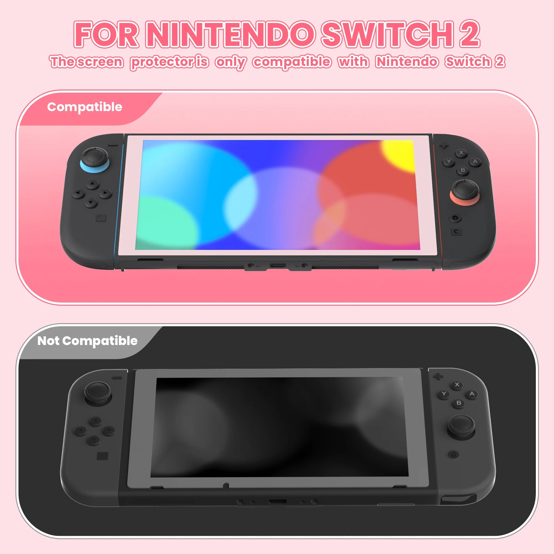 eXtremeRate Tempered Glass Screen Protector for Nintendo Switch 2 Transparent HD Clarity Film & Scratch-Resistant & Shatterproof