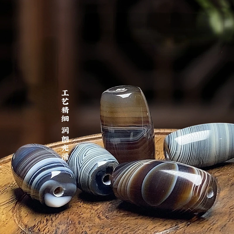 Natural Blue Qin Agate Beads 13x25mm Barrel Shaped Dzi Beads for Jewelry Making DIY Necklace Bracelet Handicrafts Accessories