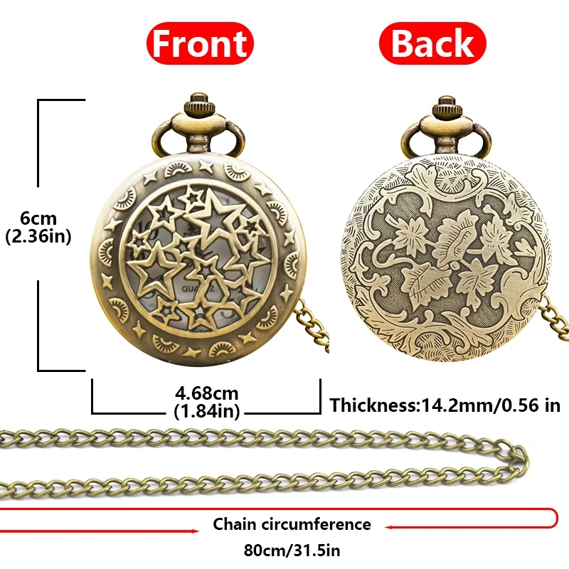 Montre de poche commémorative en Bronze rétro Steampunk, squelette étoile, couvercle rabattable, cadeau d'étudiant pour hommes et femmes, collier à Quartz
