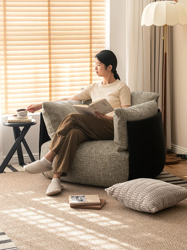 

Ваби Песок Ветер Хлопок и лен Одиночный диван-кресло Дизайнерский диван для гостиной Балкон Домашний средневековый ретро-досуг Ленивый маленький диван