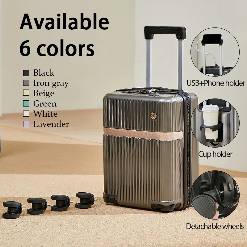Travel Compartment Portable Luggage with Cup And Phone Stand Lightweight Easy to Carry Simple Design Suitable Travel Suitcase