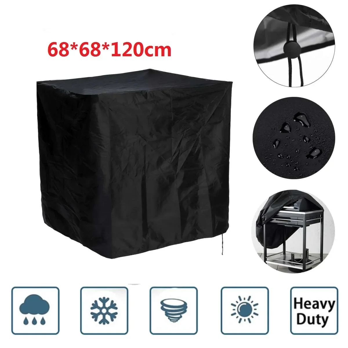BBQ Cover Outdoor Dust Waterproof Weber Heavy Duty Grill Cover Rain Protective outdoor Barbecue cover bbq grill black