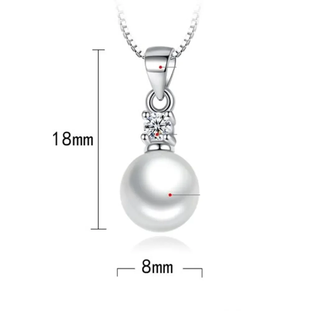 925 Sterling Silver New Ladies Fashion Jewelry High Quality Crystal Zircon Pearl Round Pendant Necklaces For Women Length 45CM