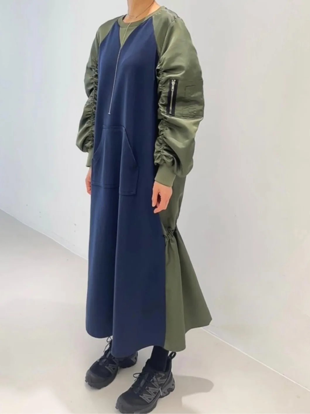 

Chic Vintage round Ne Color Blo Design Loose Casual Long Sve Dr Women's Spring Autumn Winter Faion Street Sle