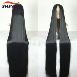 150 CM Long Straight Cosplay Wig Heat Resistant Synthetic Hair Anime Party Black And Light Golden Wigs + Wig Cap