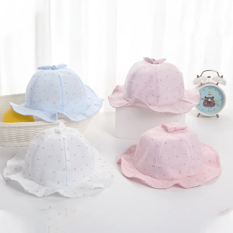 1Pcs Sweet Baby Girl Sun Hat Fashion Flowers Breathable Cotton Panama Cap Kids Spring Summer Cute Outdoor Hats Baby Shower Gifts