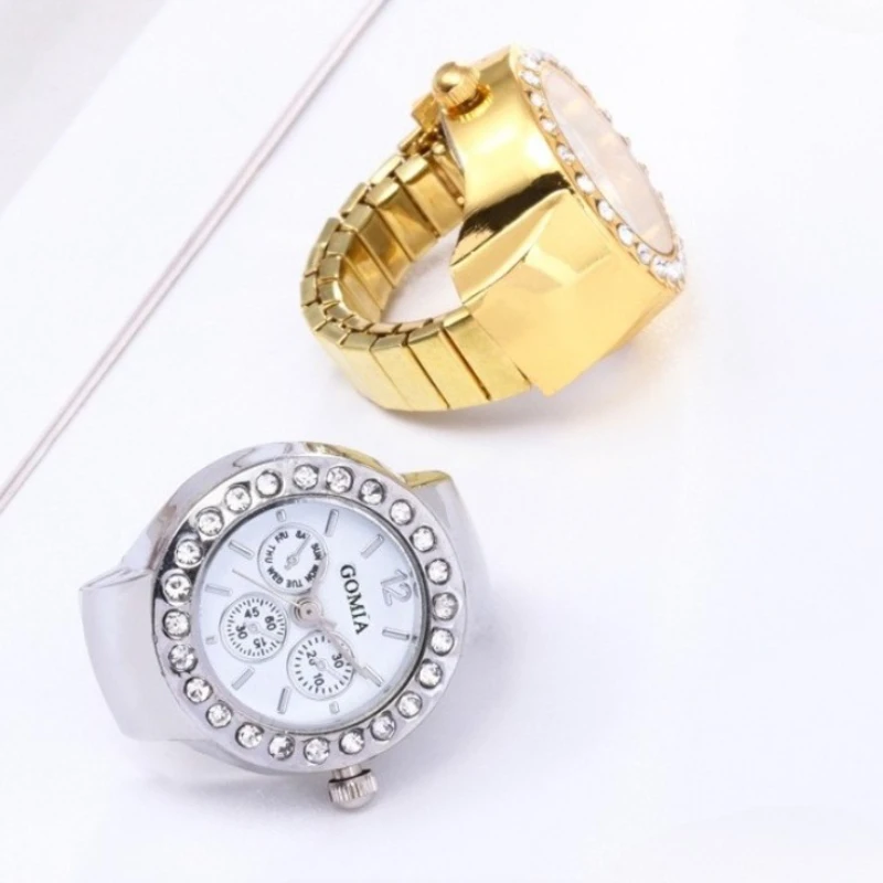 Dreiäugige Kristalle Ringe Uhr Damen Elegante Persönlichkeit High-end-Sinn Mode Ring Charme Schmuck Weihnachtsgeschenk – Detail 3
