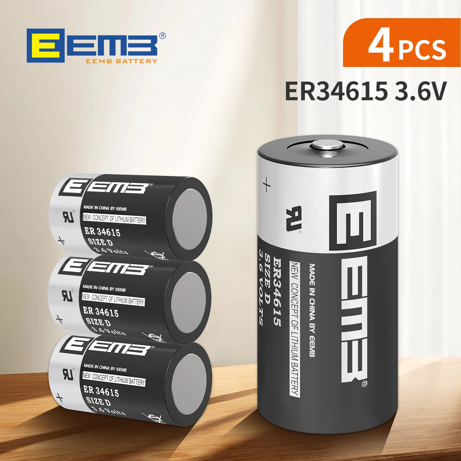 

4PCS EEMB new battery 3.6V Dsize Lithium Battery ERbattery34615 Non rechargeable Applicable counters and locator