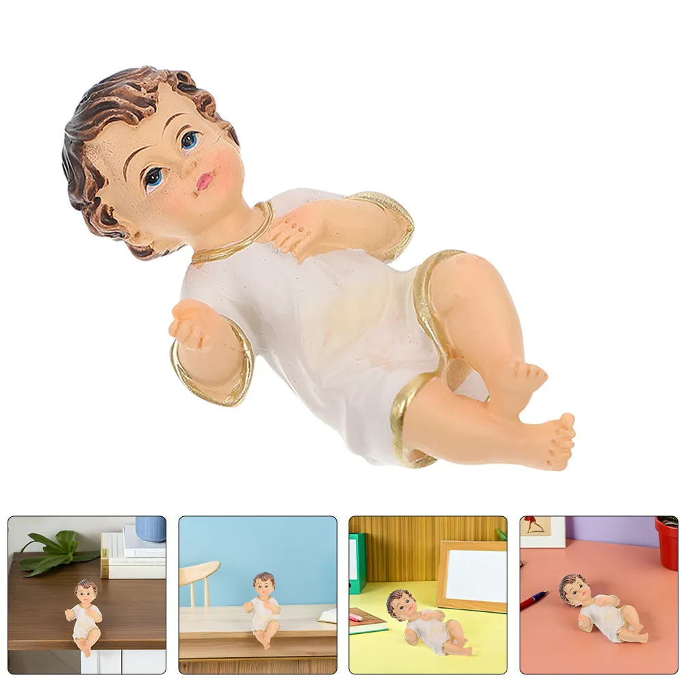 Jesus Resin Small Statue Intricate Religious Ornament Nativity Scene Christmas Spiritual Home Decor