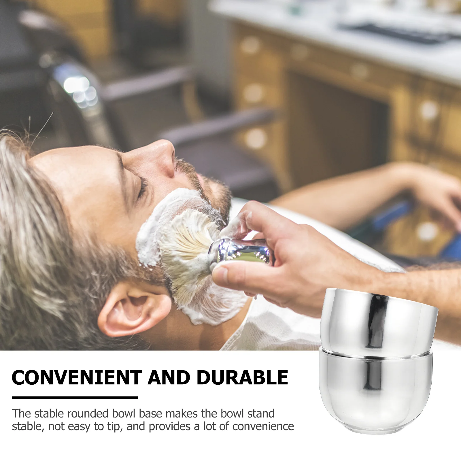 

2Pcs Men Shaving Bowl Durable Stainless Steel Silver Compact Travel Soap Bubbling Vessel Practical Shaving Tool for Daily Use