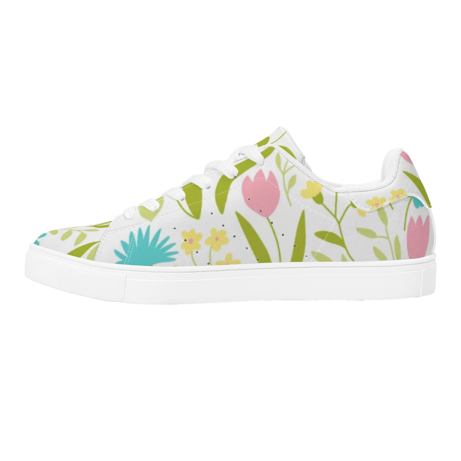 Весенние повседневные кроссовки с зеленым принтом, белые кроссовки, стильные и универсальные для мужчин, так и для женщин.