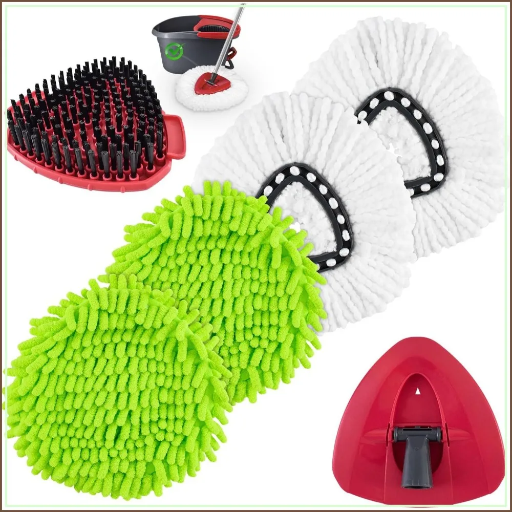 4-Pack Microfiber Spin Mop Refills + Scrubber & Base for 1-Tank Systems