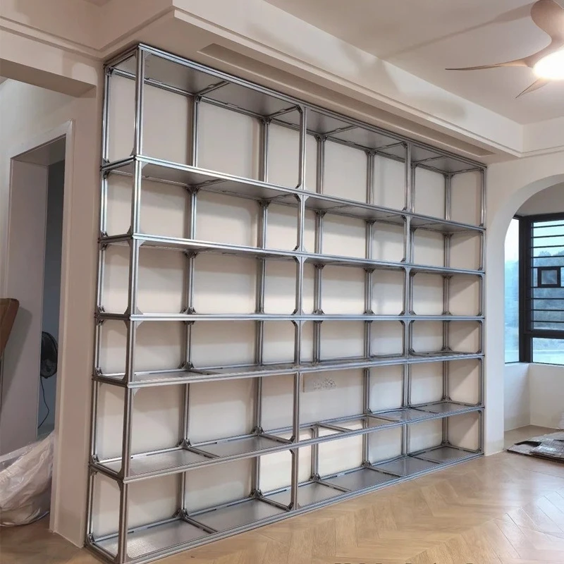 

Simple full wall display rack, storage bookshelf, household living room study aluminum type