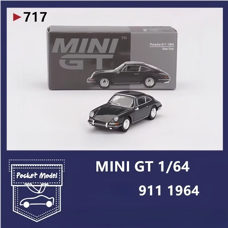 1:64 gris 911 1964 pizarra 717 modelo en miniatura fundido a presión de aleación, piezas de colección para adultos, juguetes para niños, regalos de vacaciones para niños
