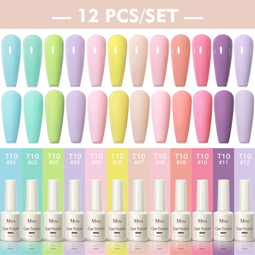 12Pcs/Set 15ml Macaron Gel Nail Polish Set Semi Permanent 120 Colors LED UV Gel Soak Off Nail Art Kit Varnish For Manicure Nails