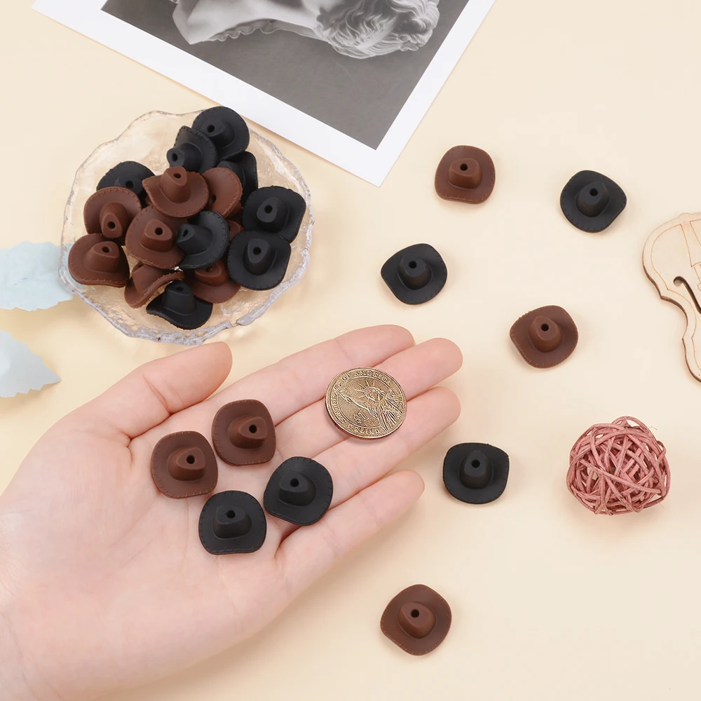 LOFCA 10Pcs Silicone Cowboy Hat Denim style Used to make DIY home decorations keychain necklaces jewelry accessories image 6