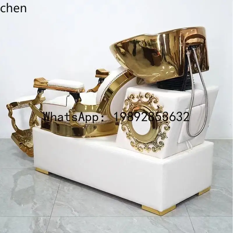 

FZ seated shampoo bed barber shop flush chair reclining retro haircut chair shampoo bed