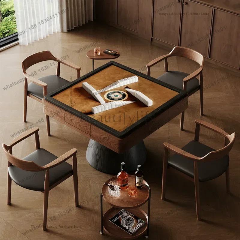 ld American Solid Wood Mahjong Table Nordic Creative Integrated Square Dining Table Automatic Shuffling Home Furniture