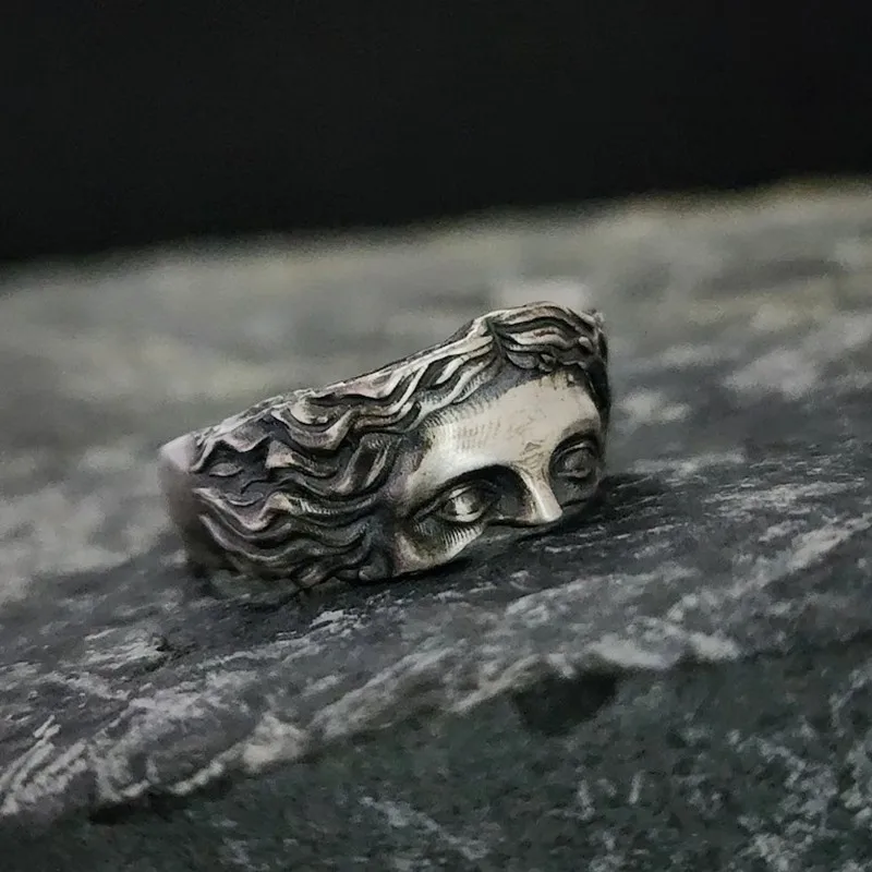 

Vintage Half Face Venus Ring Unisex Greek Mythology Gothic Punk Open Ring Retro Designer Art Jewelry Accessories