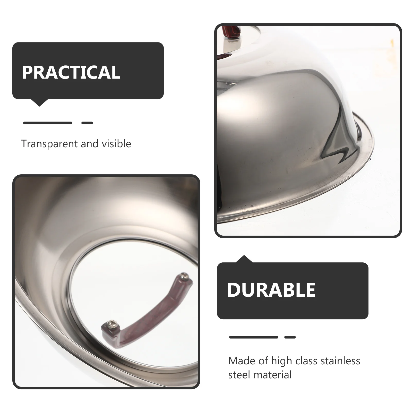 

Reliable Stainless Steel Pot Lid Anti-Scald Metal Pan Cover for Kitchen Pots and Hot Pots Metal Lid Kitchen Supplies