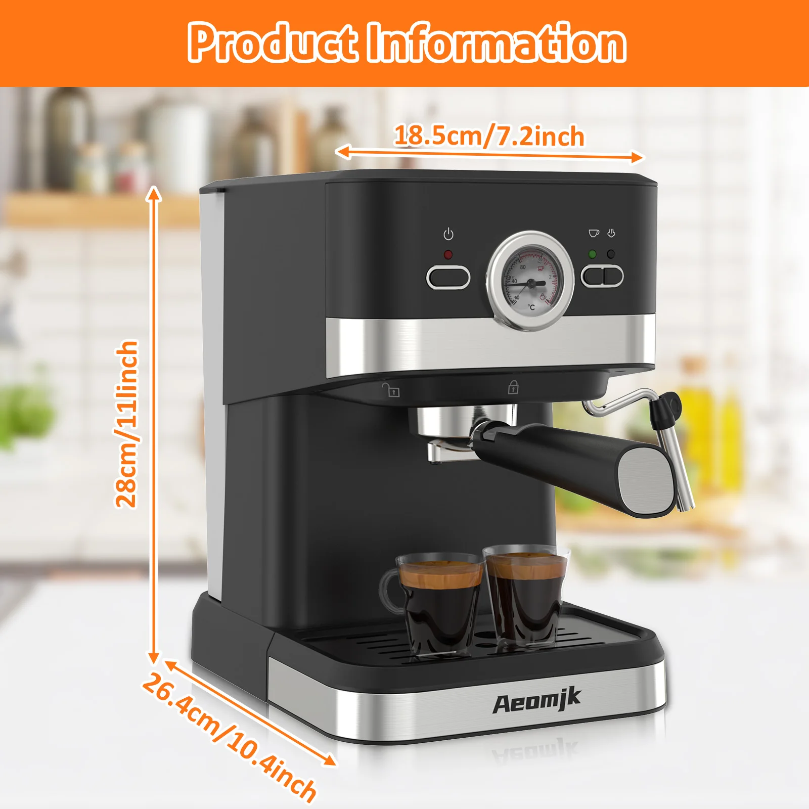 AeonjkEspresso machine hit delicate milk foam Americano cappuccino latte coffee latte 120v 1050w American plug